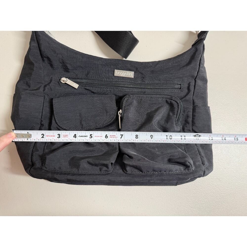 Baggallini Everyplace Crossbody Purse Shoulder Bag Black Nylon Gray Lining - Picture 4 of 7